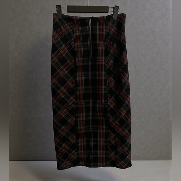 Free People Plaid Midi Pencil Skirt Size 0 | Back Zip | Grunge Preppy Dark Acade - Picture 3 of 9